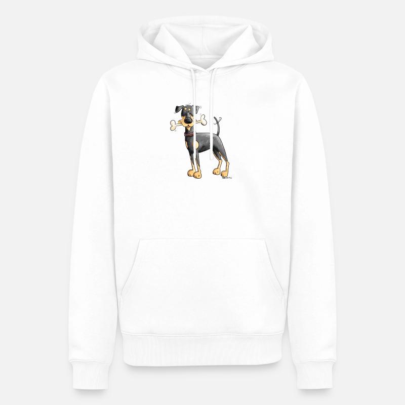 Dobermann Oder Pinscher mit Knochen - Männer Premium Bio Hoodie - Weiß