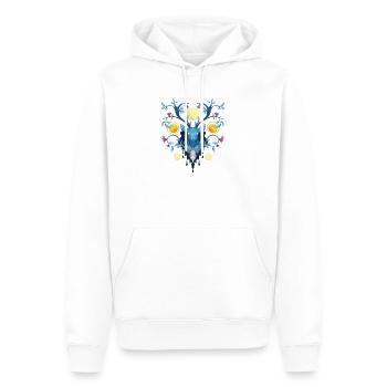 Blue Ink Spirits - Nachthirsch und Blumenholz 2 - Männer Premium Bio Hoodie - Weiß - Vorne - Nico (187cm)