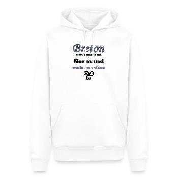 Breton - Normand mais en mieux - Sweat à capuche Premium bio Homme - blanc - Devant - Nico (187cm)