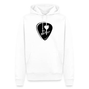 Guitare Plectrum Symbole Logo icône Graphic Heart - Sweat à capuche Premium bio Homme - blanc - Devant - Nico (187cm)