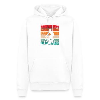 Cycliste rétro coucher de soleil - Sweat à capuche Premium bio Homme - blanc - Devant - Nico (187cm)