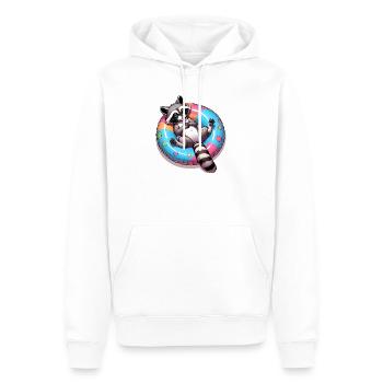 Ein relaxter Waschbär auf einem Schwimmreifen - Männer Premium Bio Hoodie - Weiß - Vorne - Nico (187cm)