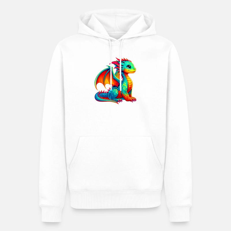 Drache - Männer Premium Bio Hoodie - Weiß