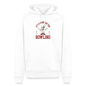 Es ist ein guter Tag zum Bowling - Männer Premium Bio Hoodie - Weiß - Vorne - Nico (187cm)
