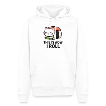Illustration de sushi de chat - Sweat à capuche Premium bio Homme - blanc - Devant - Nico (187cm)