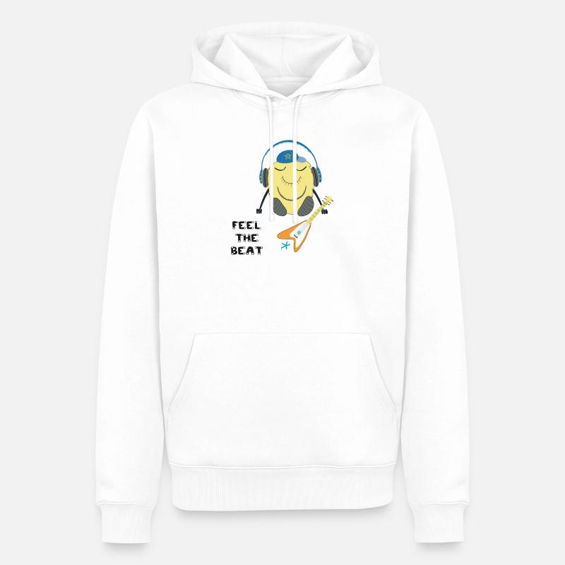 Comic Figur mit Kopfhörern und Gitarre - Männer Premium Bio Hoodie - Weiß