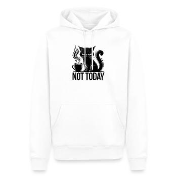 Chat Annyoed au café, Love Cats - Sweat à capuche Premium bio Homme - blanc - Devant - Nico (187cm)