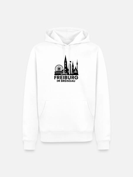 Freiburg im Breisgau Wahrzeichen Stadt Silhouette - Männer Premium Bio Hoodie - Weiß