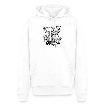 Musique Rythme de vie Typographie - Sweat à capuche Premium bio Homme - blanc - Devant - Nico (187cm)