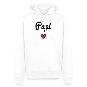 PAPY. PAPA. FÊTE DES PÈRES. BONNE FÊTE PAPA - Sweat à capuche Premium bio Homme - blanc - Devant - Nico (187cm)