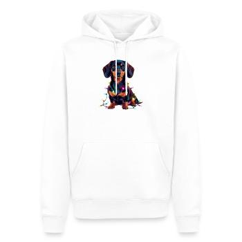 Teckel Chien drôle de Noël avec des guirlandes lumineuses - Sweat à capuche Premium bio Homme - blanc - Devant - Nico (187cm)