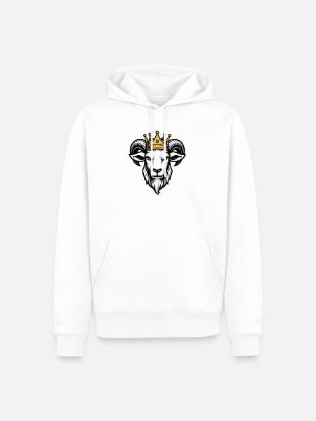 Königliche Ziegenkronen-Grafik - Männer Premium Bio Hoodie - Weiß