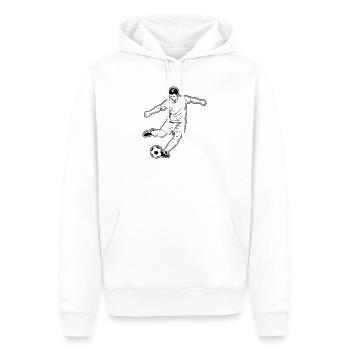 Joueur de football, tir et porteur de buts - Sweat à capuche Premium bio Homme - blanc - Devant - Nico (187cm)