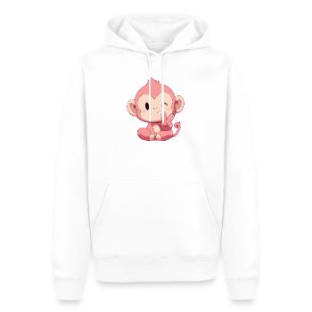 Petit Singe Rose Paix - Sweat à capuche Premium bio Homme - blanc - Devant - Nico (187cm)