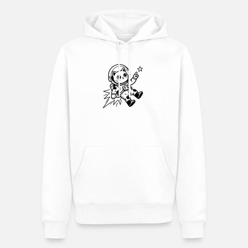 Astronaute chat dans l’espace - Sweat à capuche Premium bio Homme - blanc