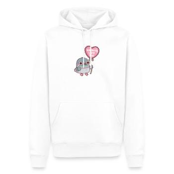 Pigeon mignon avec un ballon en forme de cœur Un oiseau t’aime - Sweat à capuche Premium bio Homme - blanc - Devant - Nico (187cm)