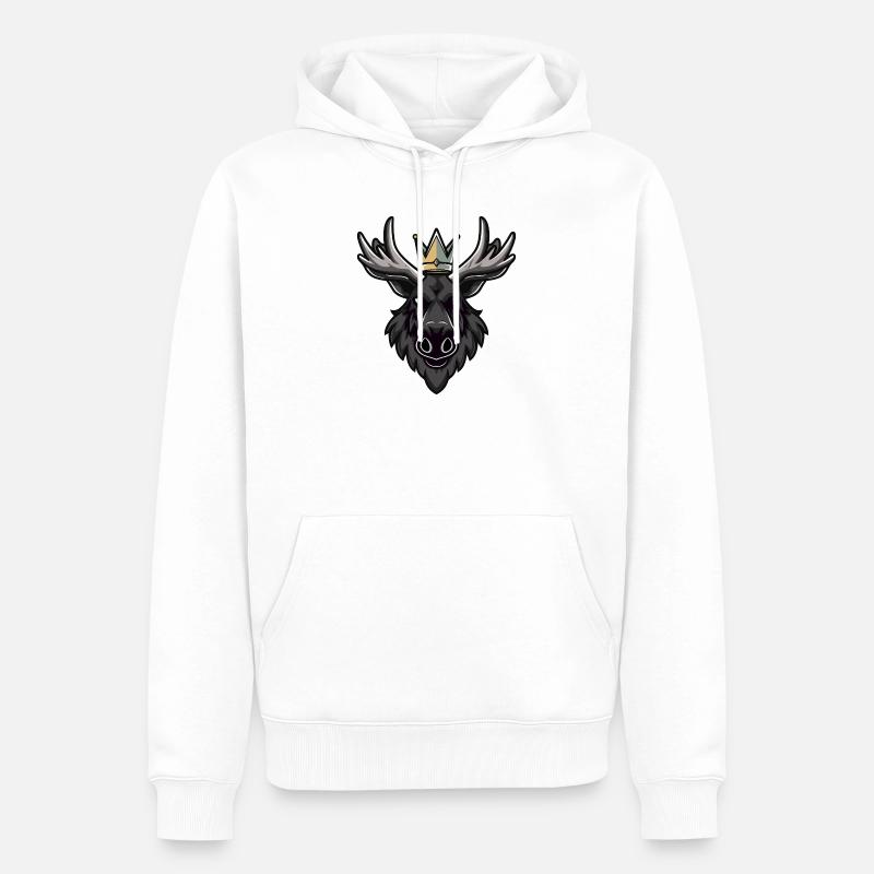 Elch Kopf Krone - Männer Premium Bio Hoodie - Weiß