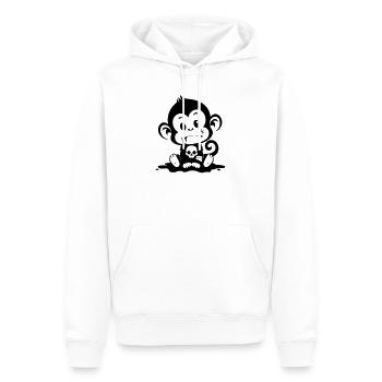 Singe mignon dans un style inquiétant - Sweat à capuche Premium bio Homme - blanc - Devant - Nico (187cm)