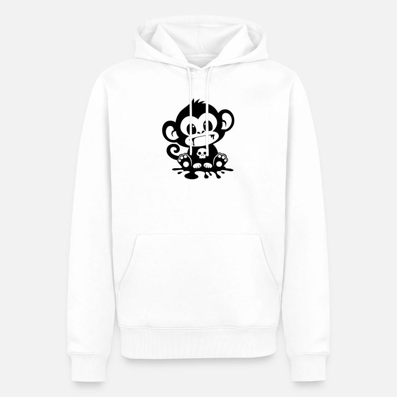 Spooky Affe mit Totenkopf - Männer Premium Bio Hoodie - Weiß
