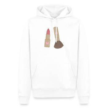 Herzlippe Lippenstift & Pinsel Charm - Männer Premium Bio Hoodie - Weiß - Vorne - Nico (187cm)