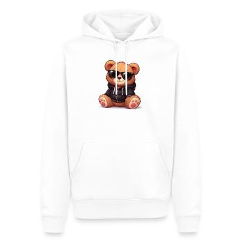 Doudy à capuche sympa avec des lunettes de soleil - Sweat à capuche Premium bio Homme - blanc - Devant - Nico (187cm)