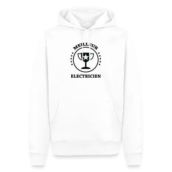 Meilleur Électricien : Le Trophée de la Qualité - Sweat à capuche Premium bio Homme - blanc - Devant - Nico (187cm)