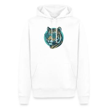 Pop Art du tigre aux lunettes de soleil - Sweat à capuche Premium bio Homme - blanc - Devant - Nico (187cm)