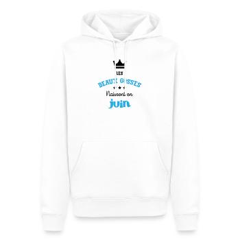 Cadeau naissance bébé garçon Juin Beaux Gosses BG - Sweat à capuche Premium bio Homme - blanc - Devant - Nico (187cm)