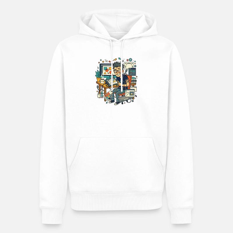 Chaos des workflows graphistes - Sweat à capuche Premium bio Homme - blanc