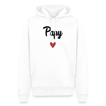 PAPY. FÊTE DES PÈRES. BONNE FÊTE PAPY. JE T'AIME.  - Sweat à capuche Premium bio Homme - blanc - Devant - Nico (187cm)