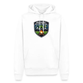 Wenig Komfort – Viel Natur Campbadge - Männer Premium Bio Hoodie - Weiß - Vorne - Nico (187cm)