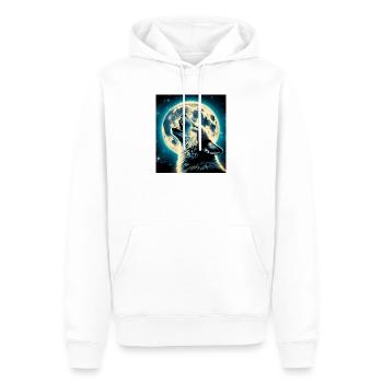 Wolf heult zum Vollmond - Männer Premium Bio Hoodie - Weiß - Vorne - Nico (187cm)