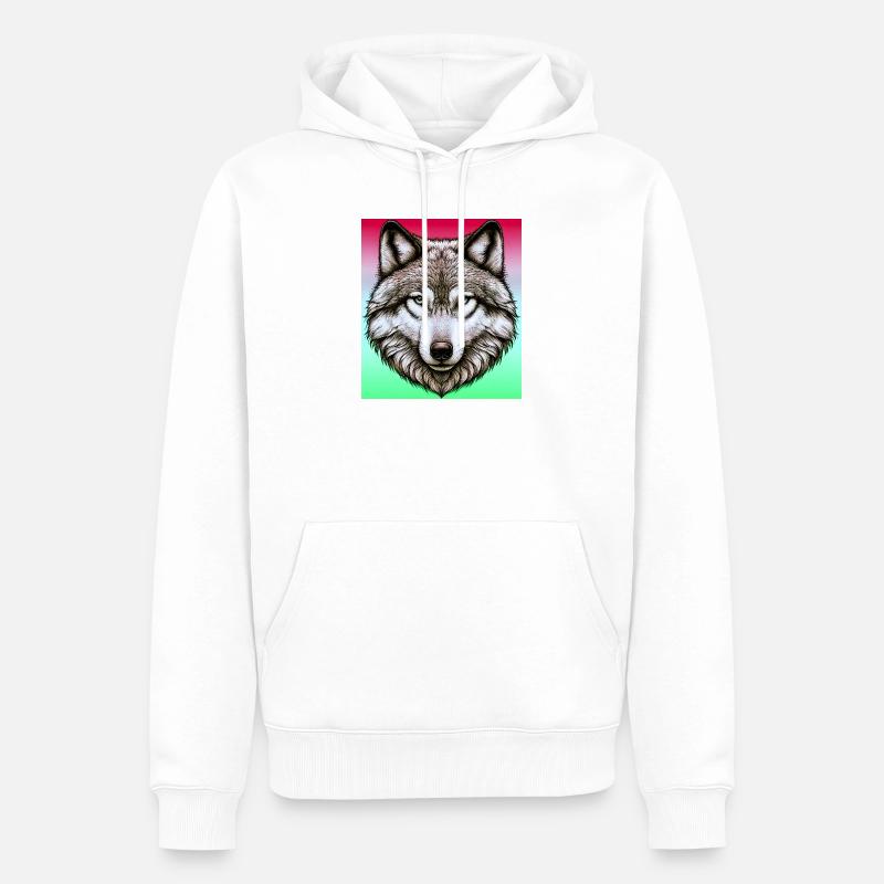 Wolf - Männer Premium Bio Hoodie - Weiß