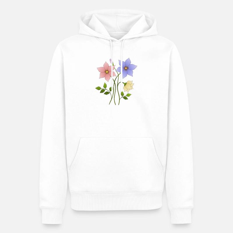 Blumen - Männer Premium Bio Hoodie - Weiß