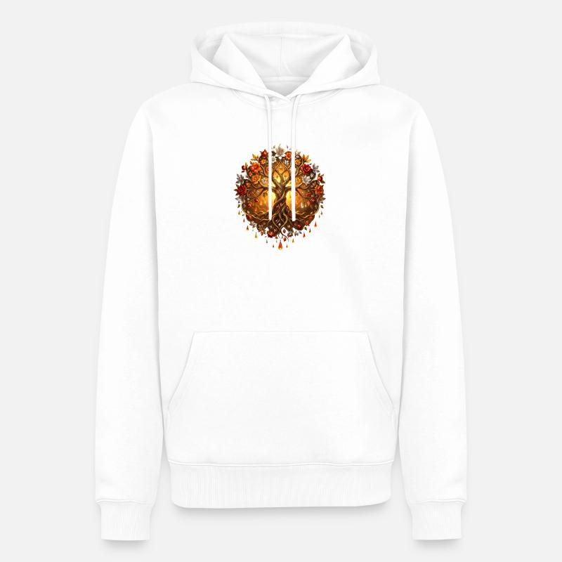 Arbre de Feu dans Mandala - Sweat à capuche Premium bio Homme - blanc