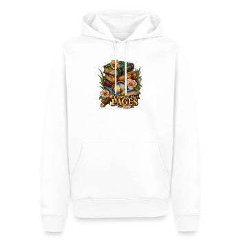 Hinweise auf den Seiten - Männer Premium Bio Hoodie - Weiß - Vorne - Nico (187cm)