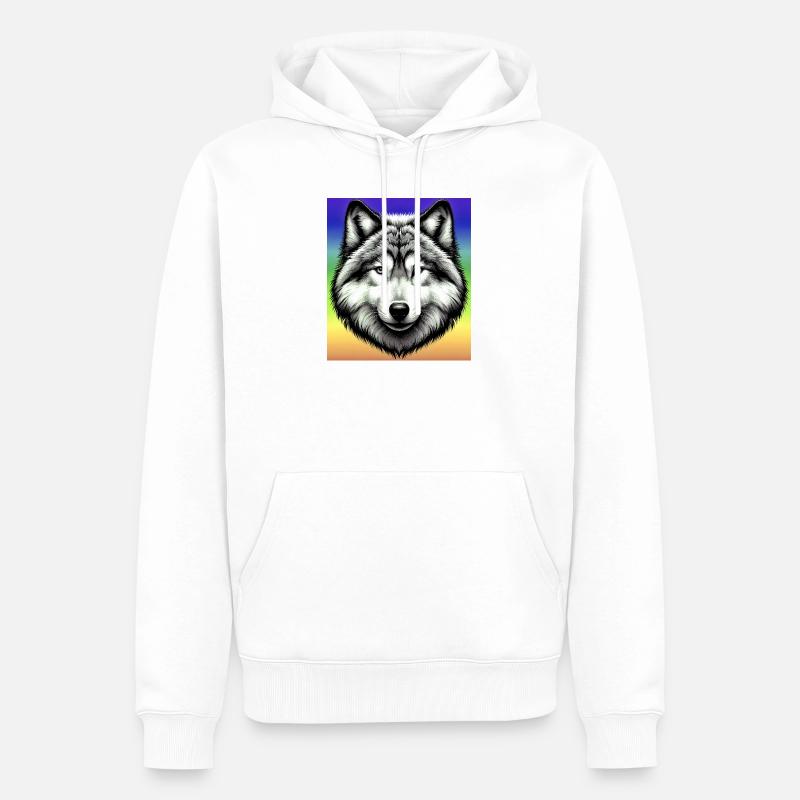 Wolf - Männer Premium Bio Hoodie - Weiß