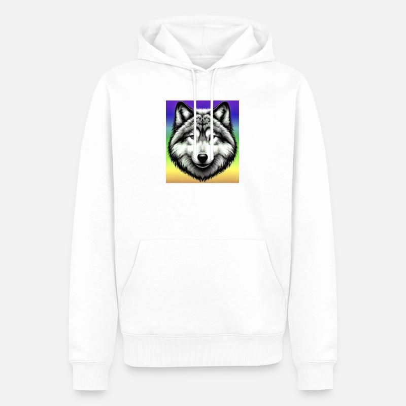 Wolf - Männer Premium Bio Hoodie - Weiß