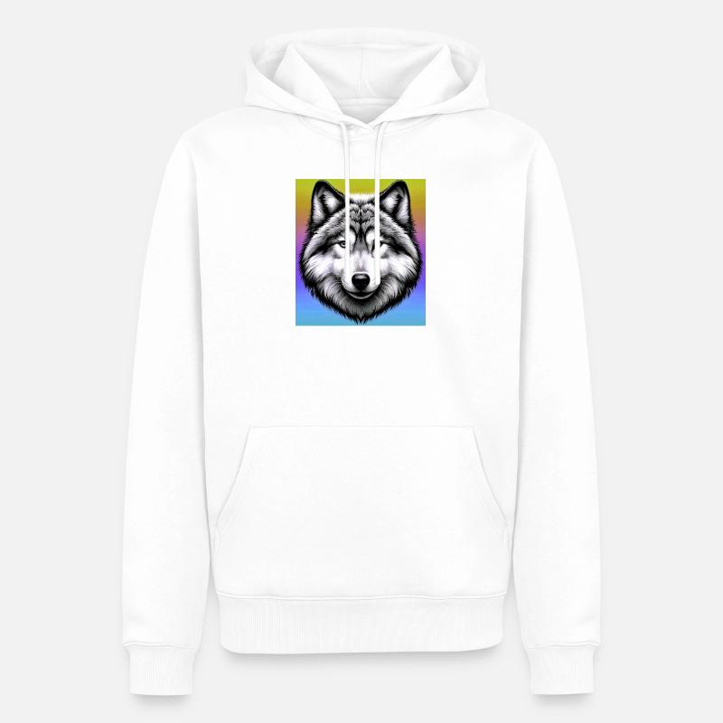 Wolf - Männer Premium Bio Hoodie - Weiß