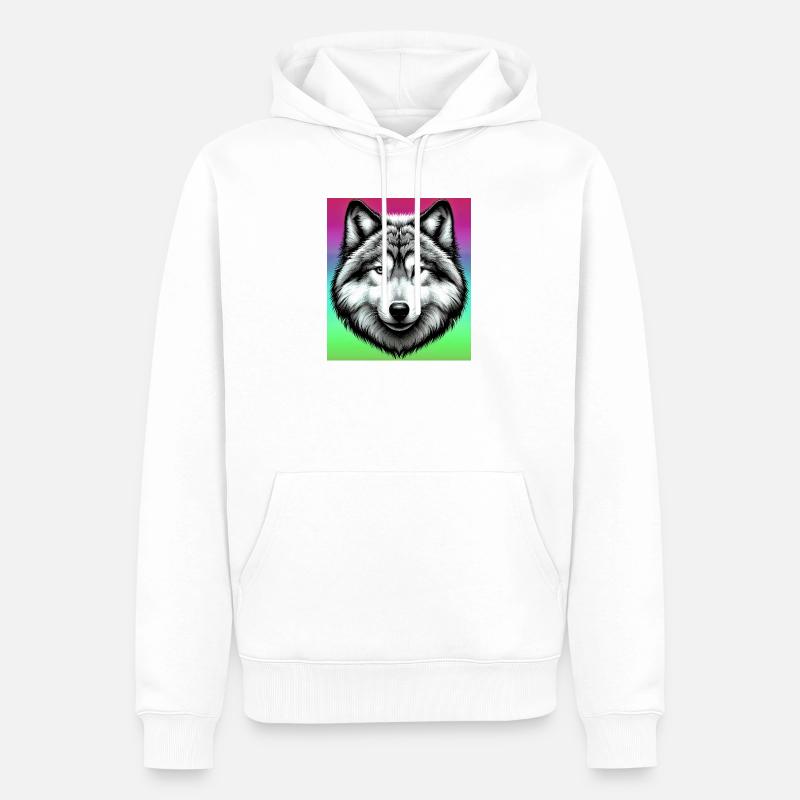 Loup - Sweat à capuche Premium bio Homme - blanc