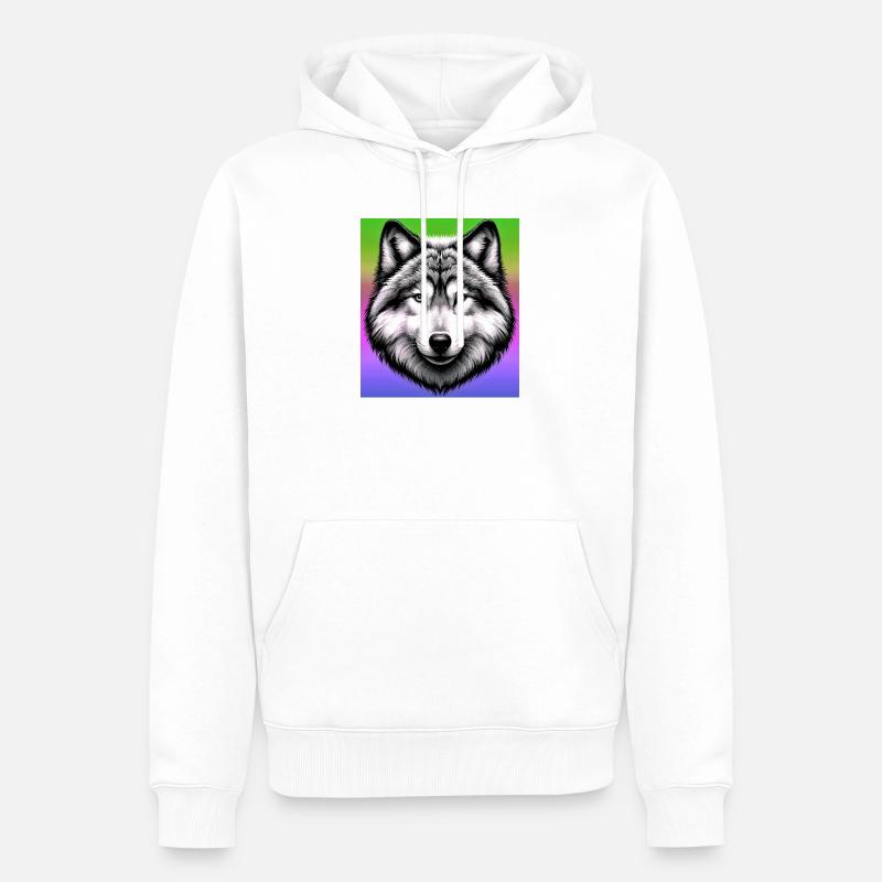 Loup - Sweat à capuche Premium bio Homme - blanc
