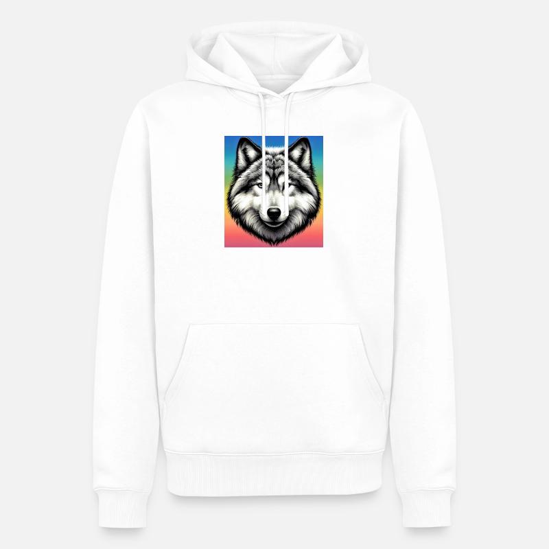 Wolf - Männer Premium Bio Hoodie - Weiß