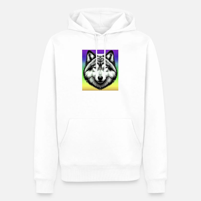 Wolf - Männer Premium Bio Hoodie - Weiß