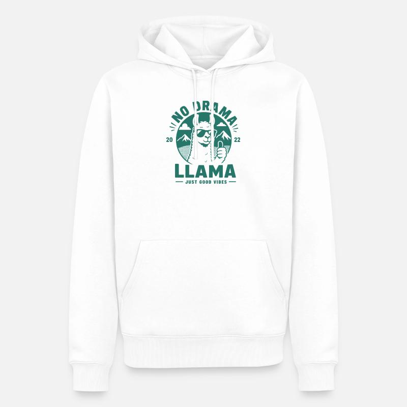 Pas de drame lama - Sweat à capuche Premium bio Homme - blanc