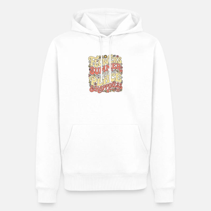 Fleur d’été rétro - Sweat à capuche Premium bio Homme - blanc