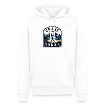 Badge de coureur de montagne Chase the Trails - Sweat à capuche Premium bio Homme - blanc - Devant - Nico (187cm)