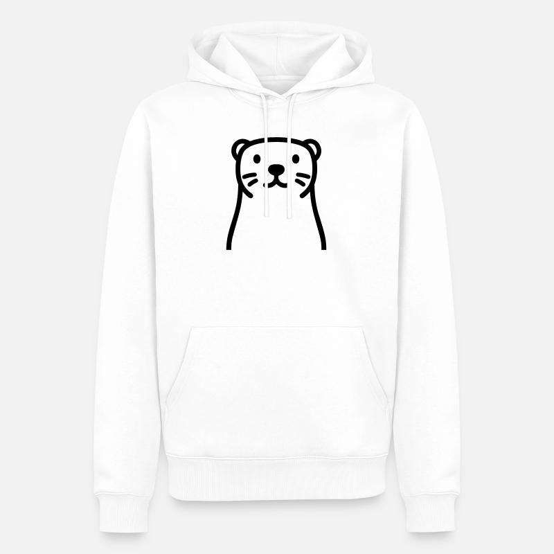 loutre - Sweat à capuche Premium bio Homme - blanc