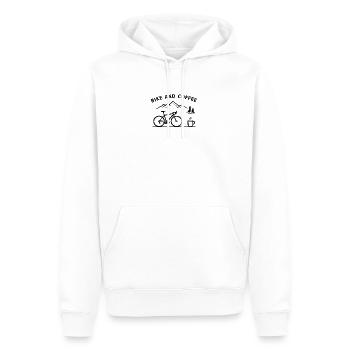 Motivo della mountain bike e del caffè - Felpa con cappuccio ecologica premium da uomo - bianco - Fronte - Nico (187cm)