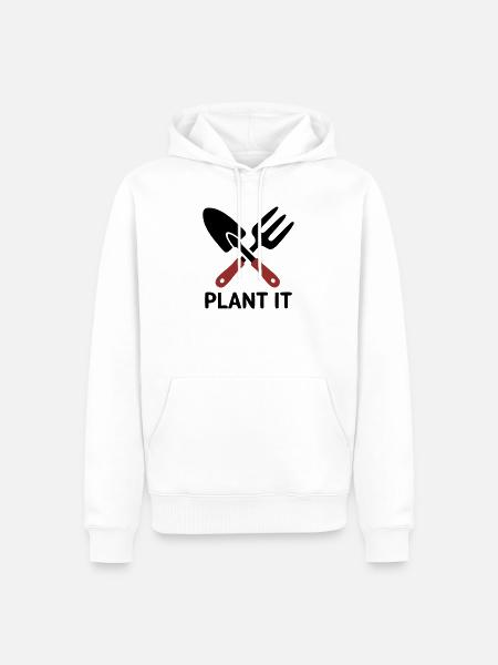 Gartenwerkzeug Plant It Logo - Männer Premium Bio Hoodie - Weiß