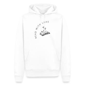 Lire avec amour - Sweat à capuche Premium bio Homme - blanc - Devant - Nico (187cm)